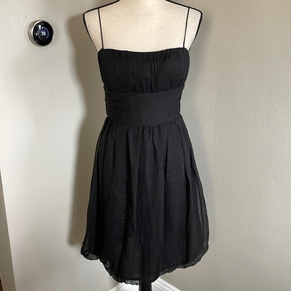 London Times Black Spaghetti Strap Cocktail Dress